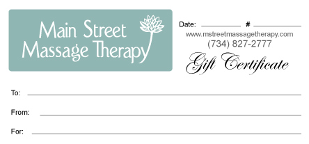 Mainstreet Massage Therapy Gift Certificate